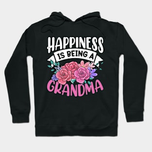 Happiness Is Being Grandma - Flower Art Grandma Hoodie